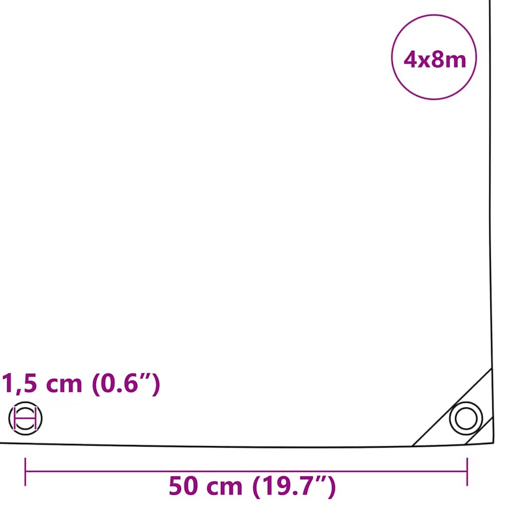vidaXL Plandeka 650g / m² Zielony oliwkowy 4 x 8 m Płótno z powłoką PVC