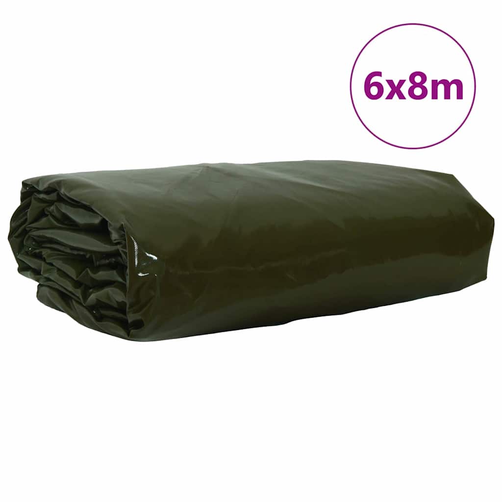 vidaXL Plandeka 650g / m² Zielony oliwkowy 6 x 8 m Płótno z powłoką PVC
