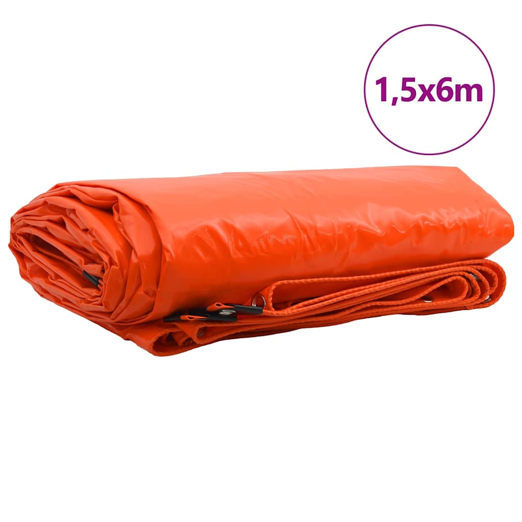 vidaXL Plandeka 650g / m² Pomarańczowy 1,5 x 6 m Płótno z powłoką PVC