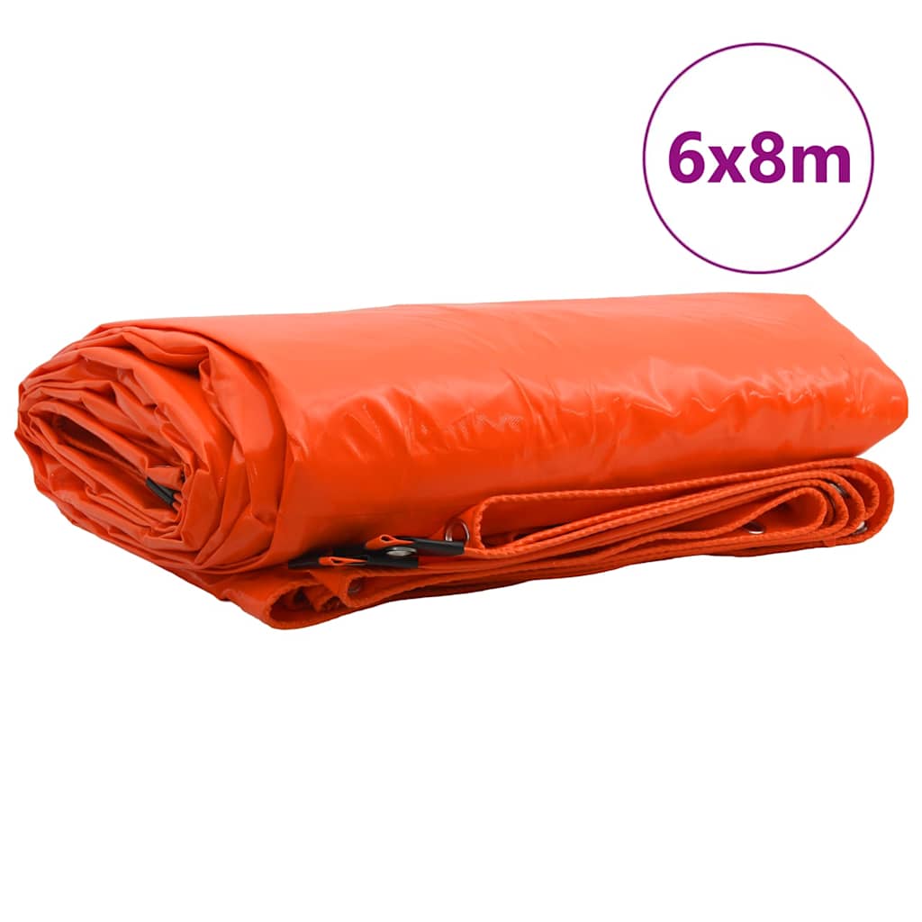 vidaXL Plandeka 650g / m² Pomarańczowy 6 x 8 m Płótno z powłoką PVC