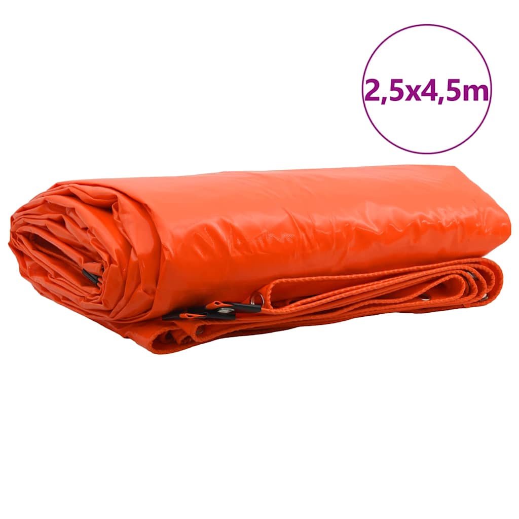 vidaXL Plandeka 650g / m² Pomarańczowy 2,5 x 4,5 m Płótno z powłoką PVC
