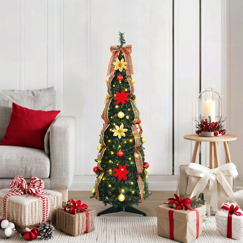 vidaXL Sztuczna choinka z 50 diodami LED z podstawą Zielony 125 cm PVC