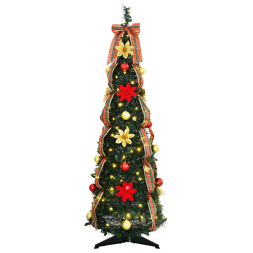 vidaXL Sztuczna choinka z 50 diodami LED z podstawą Zielony 125 cm PVC