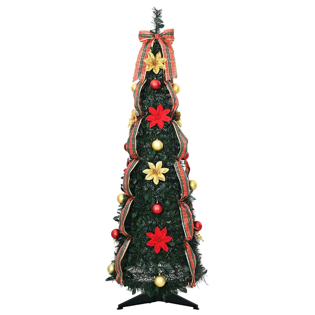 vidaXL Sztuczna choinka z 50 diodami LED z podstawą Zielony 125 cm PVC