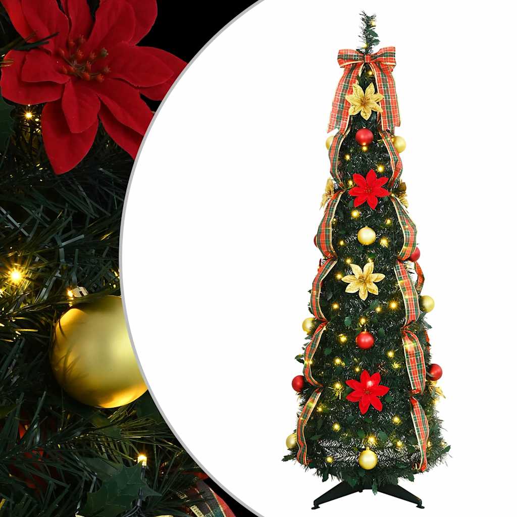vidaXL Sztuczna choinka z 100 diodami LED Zielony 155 cm PVC