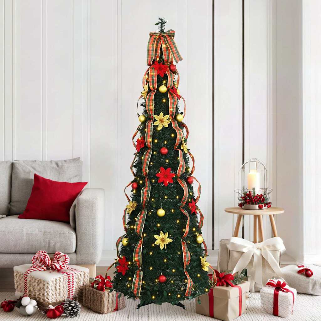 vidaXL Sztuczna choinka z 150 diodami LED Zielony 185 cm PVC