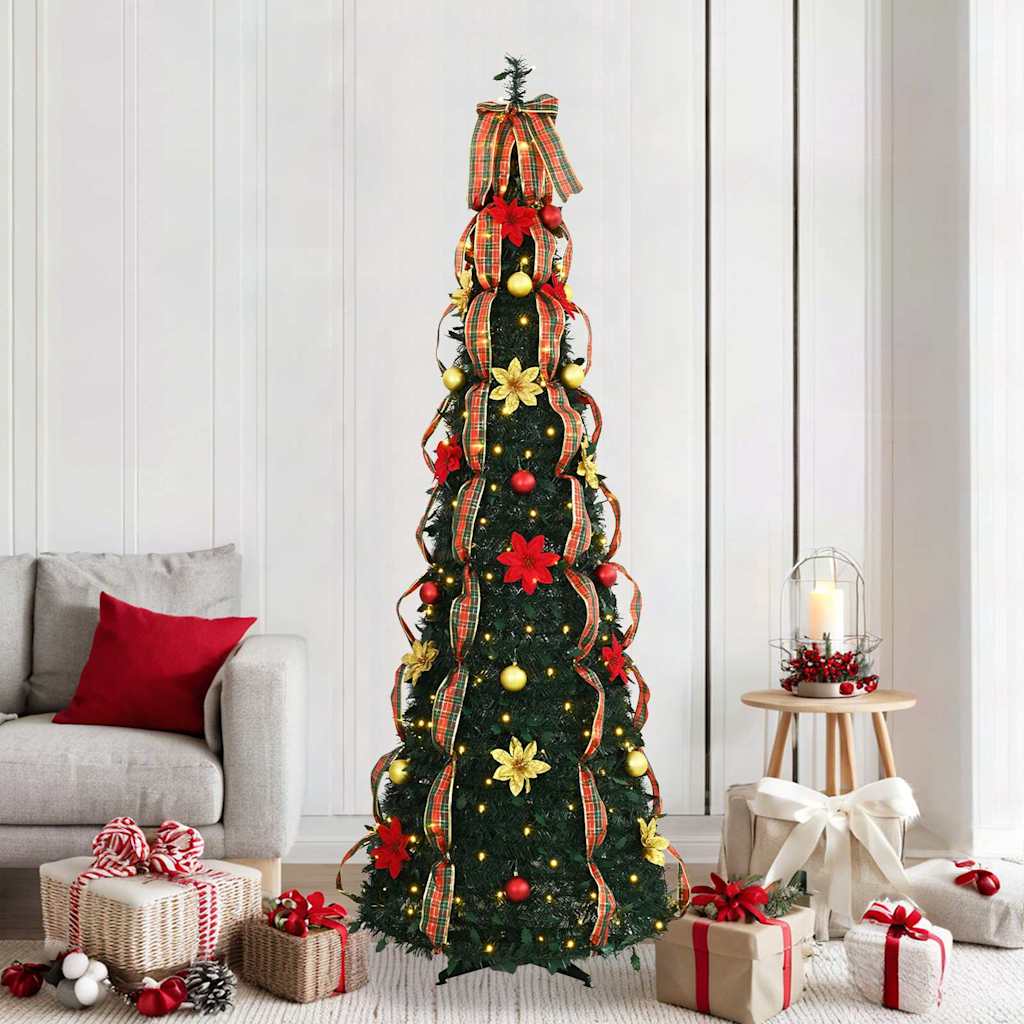 vidaXL Sztuczna choinka z 200 diodami LED Zielony 215 cm PVC