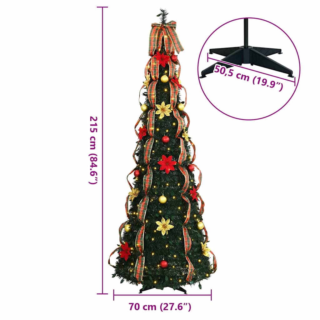 vidaXL Sztuczna choinka z 200 diodami LED Zielony 215 cm PVC