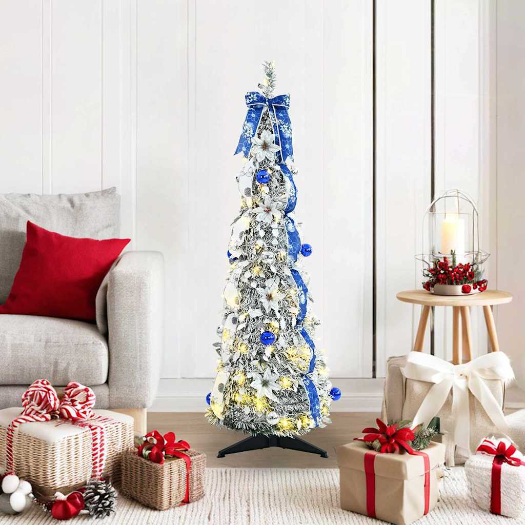 vidaXL Sztuczna choinka z 50 diodami LED z podstawą Biały 120 cm PVC