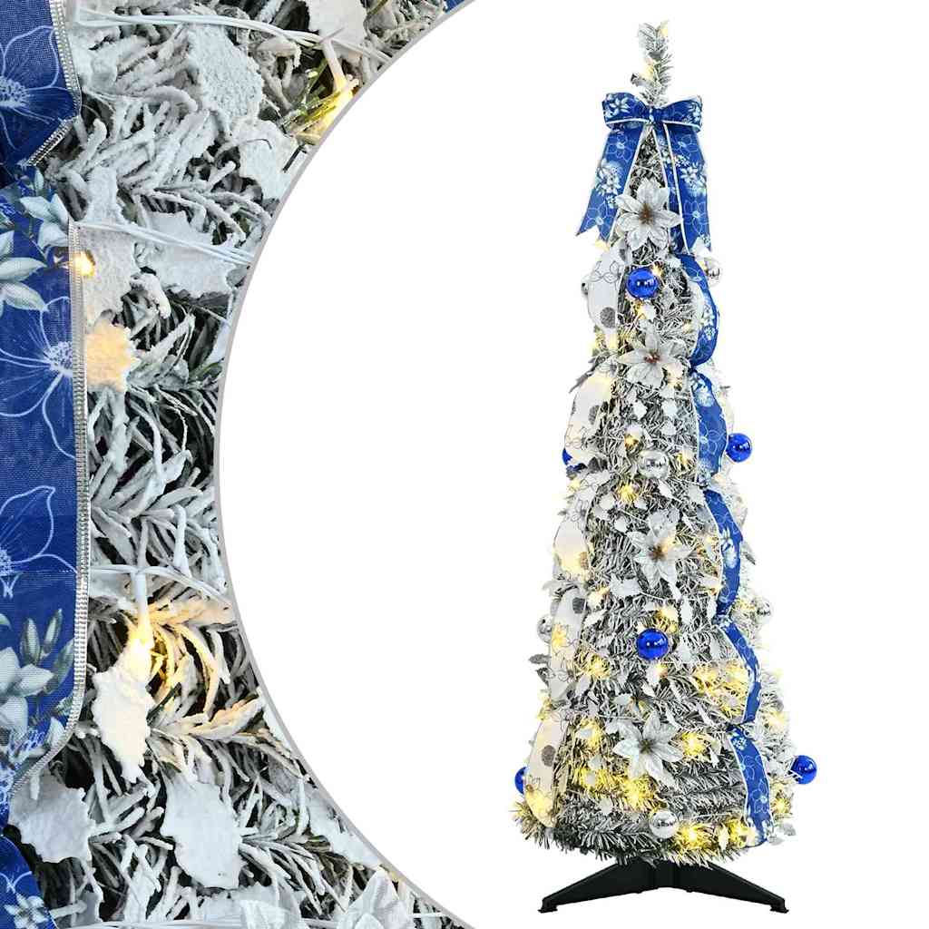 vidaXL Sztuczna choinka z 50 diodami LED z podstawą Biały 120 cm PVC