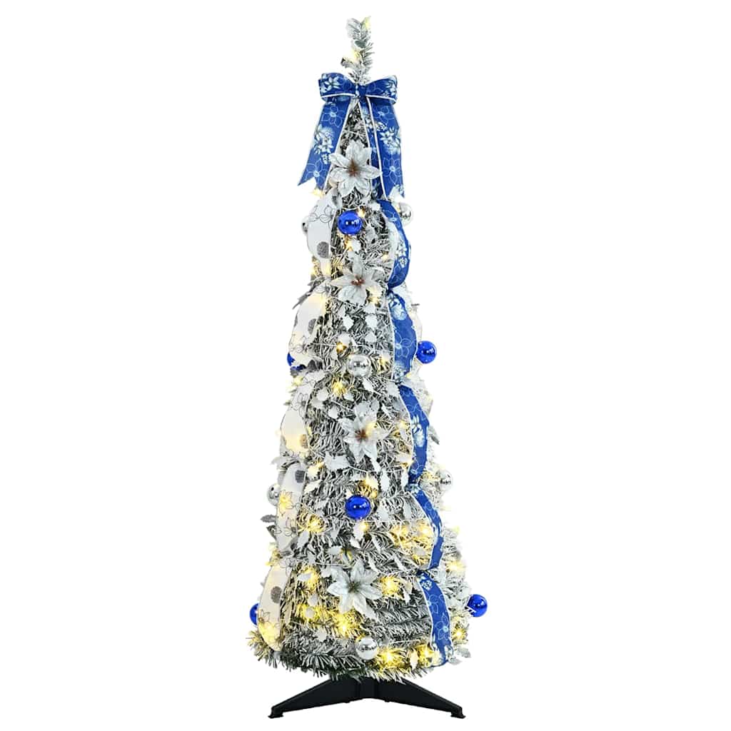 vidaXL Sztuczna choinka z 50 diodami LED z podstawą Biały 120 cm PVC