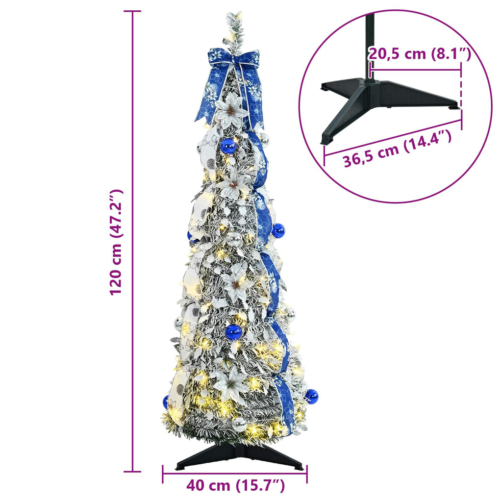 vidaXL Sztuczna choinka z 50 diodami LED z podstawą Biały 120 cm PVC