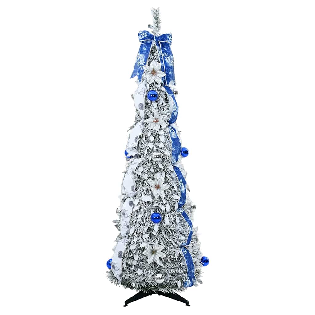 vidaXL Sztuczna choinka z 100 diodami LED z podstawą Biały 150 cm PVC