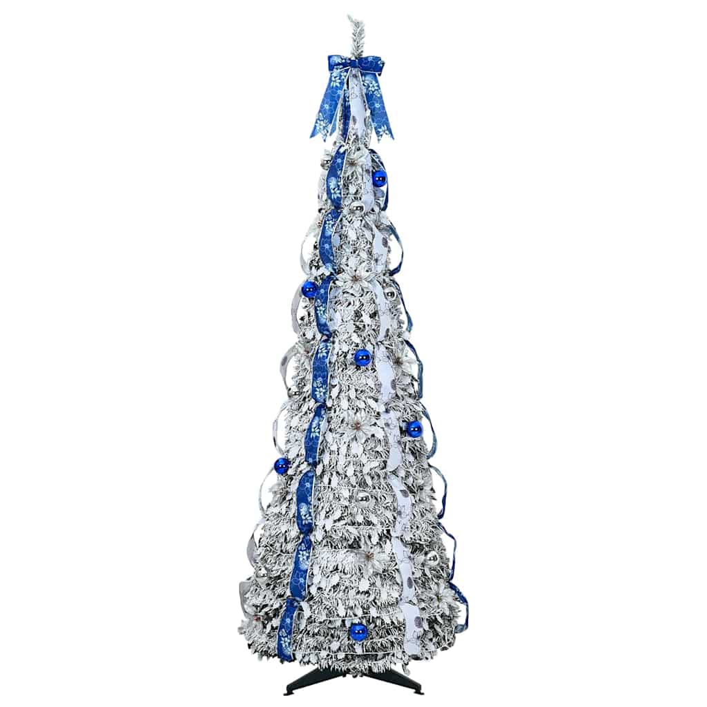 vidaXL Sztuczna choinka z 150 diodami LED z podstawą Biały 180 cm PVC