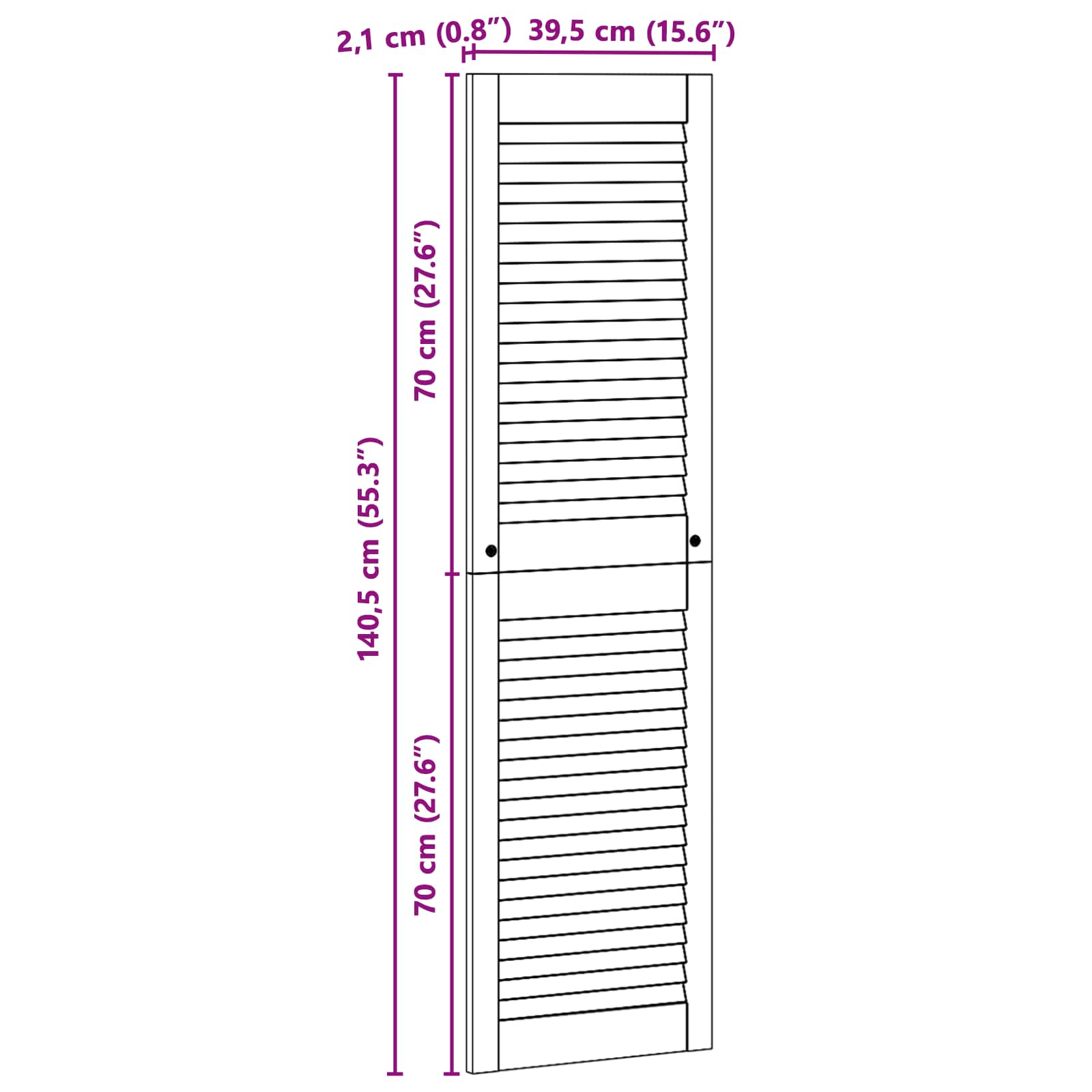 vidaXL Drzwi do szafki 4 pcs Naturalny 140,5 x 2,1 x 39,5 cm