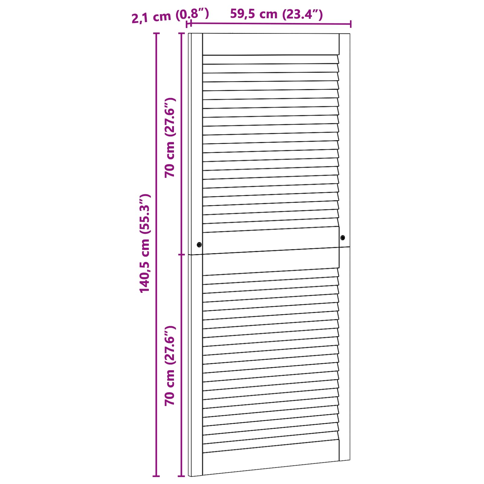 vidaXL Drzwi do szafki 4 pcs Naturalny 140,5 x 2,1 x 59,5 cm