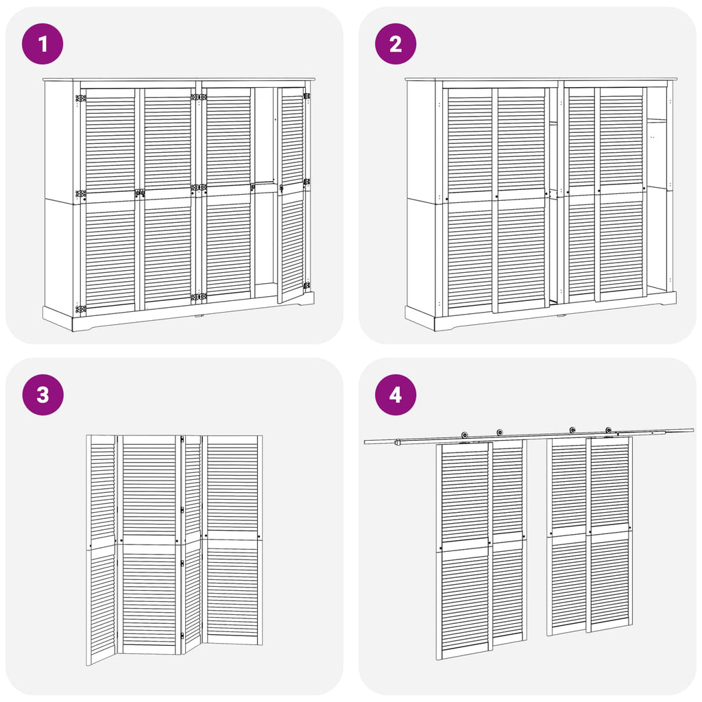 vidaXL Drzwi do szafki z drzwiami 4 pcs Naturalny 170 x 2,1 x 39,5 cm