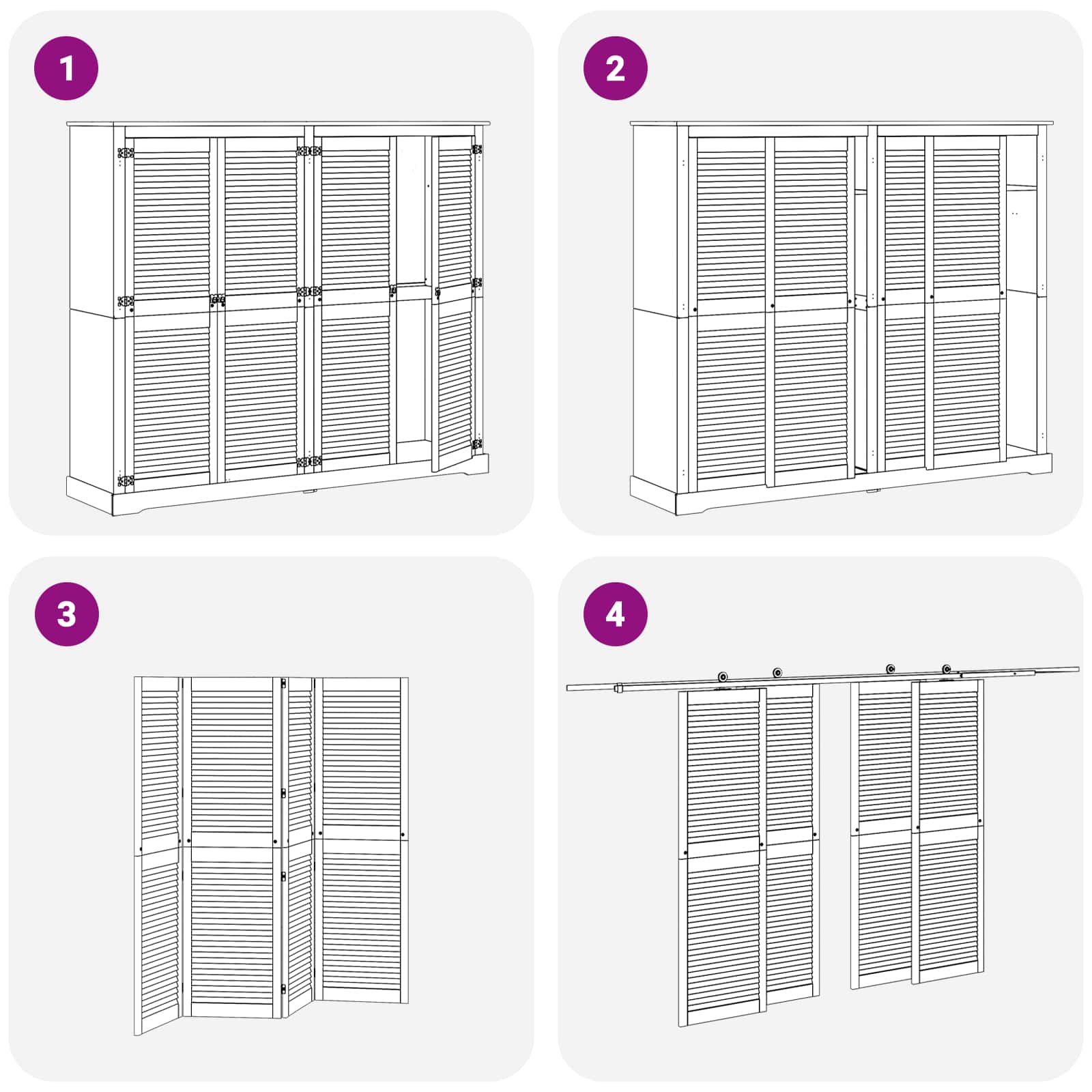 vidaXL Drzwi do szafki z drzwiami 4 pcs Naturalny 170 x 2,1 x 39,5 cm