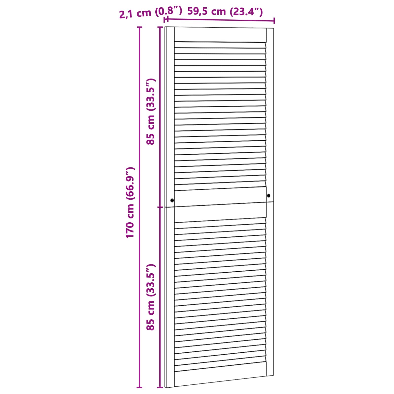 vidaXL Drzwi do szafki z drzwiami 4 pcs Naturalny 170 x 2,1 x 59,5 cm