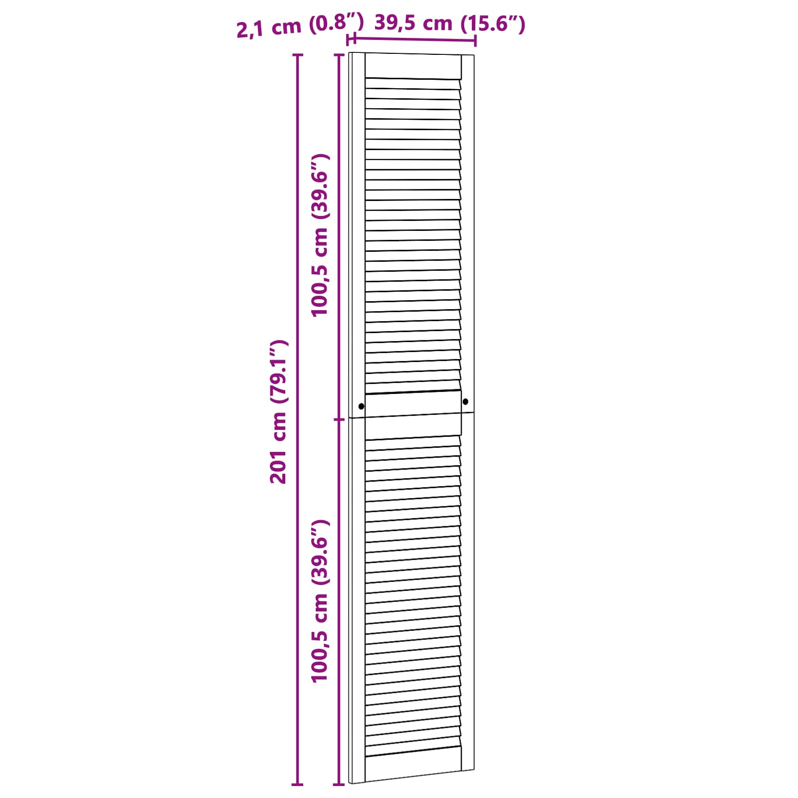 vidaXL Drzwi do szafki z drzwiami 4 pcs Naturalny 201 x 2,1 x 39,5 cm