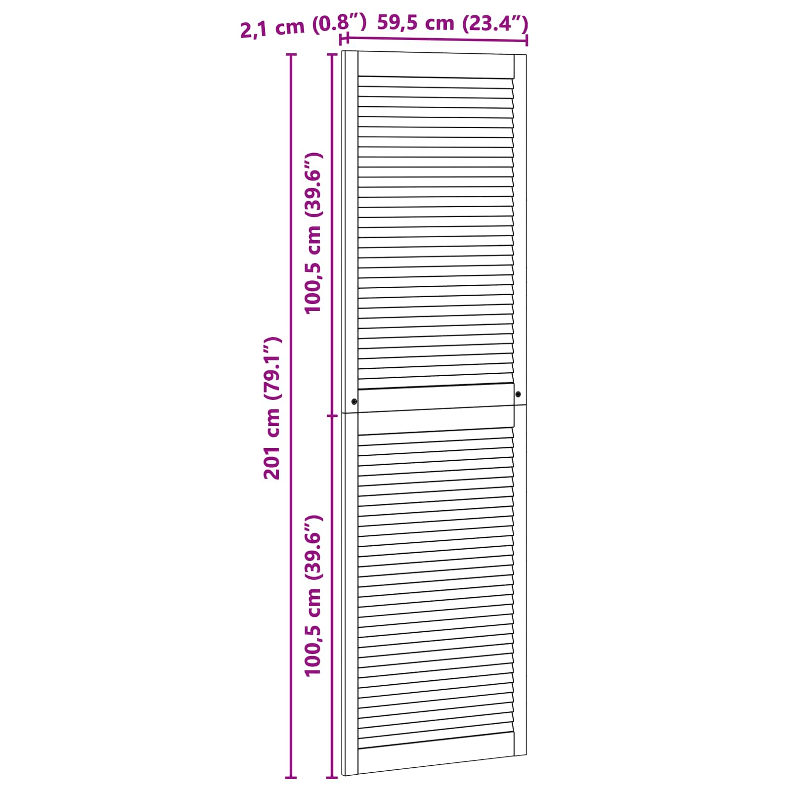 vidaXL Drzwi do szafki z drzwiami 4 pcs Naturalny 201 x 2,1 x 59,5 cm
