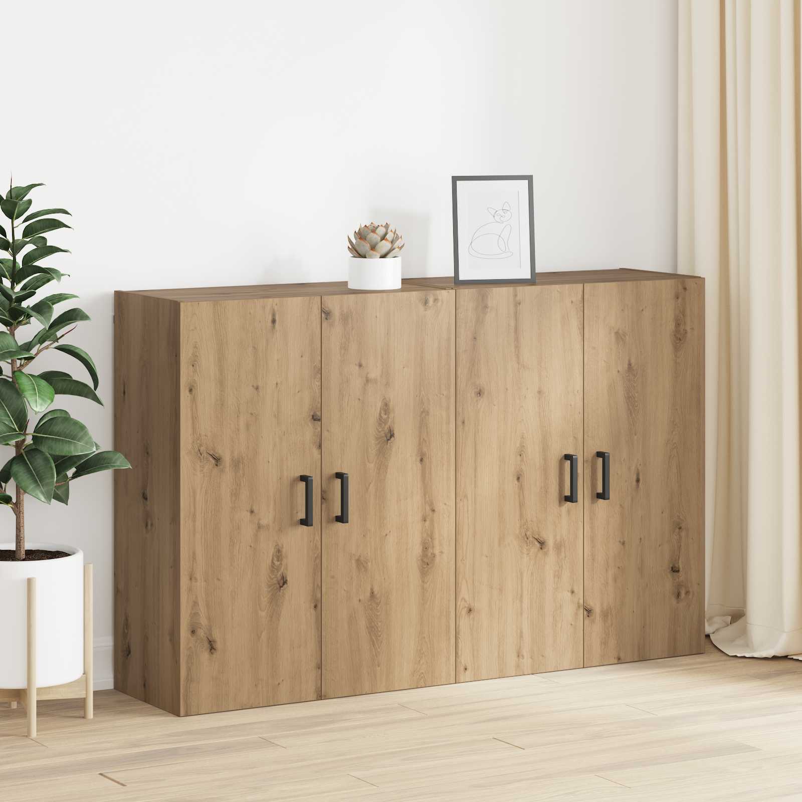 vidaXL Szafka ścienna 2 pcs Dąb rzemieślniczy 69,5 x 34 x 90 cm