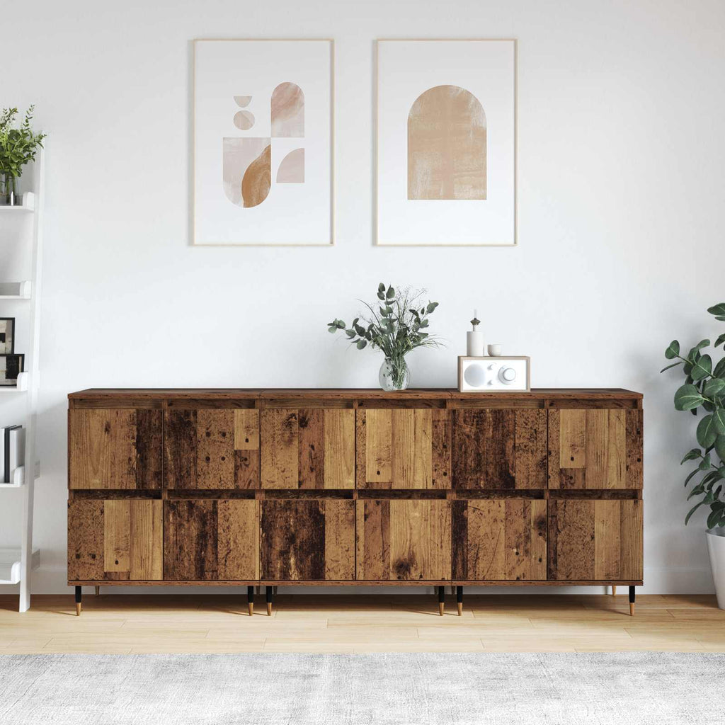 vidaXL Szafka do przechowywania 3 pcs Stare drewno 60 x 35 x 70 cm
