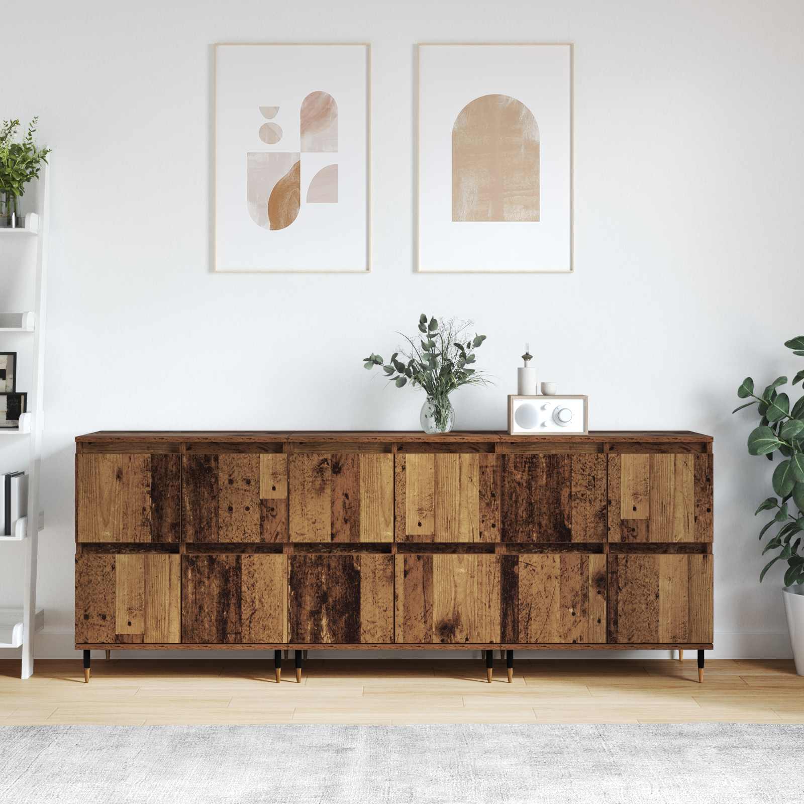 vidaXL Szafka do przechowywania 3 pcs Stare drewno 60 x 35 x 70 cm