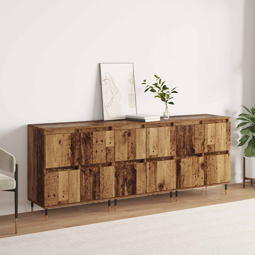 vidaXL Szafka do przechowywania 3 pcs Stare drewno 60 x 35 x 70 cm