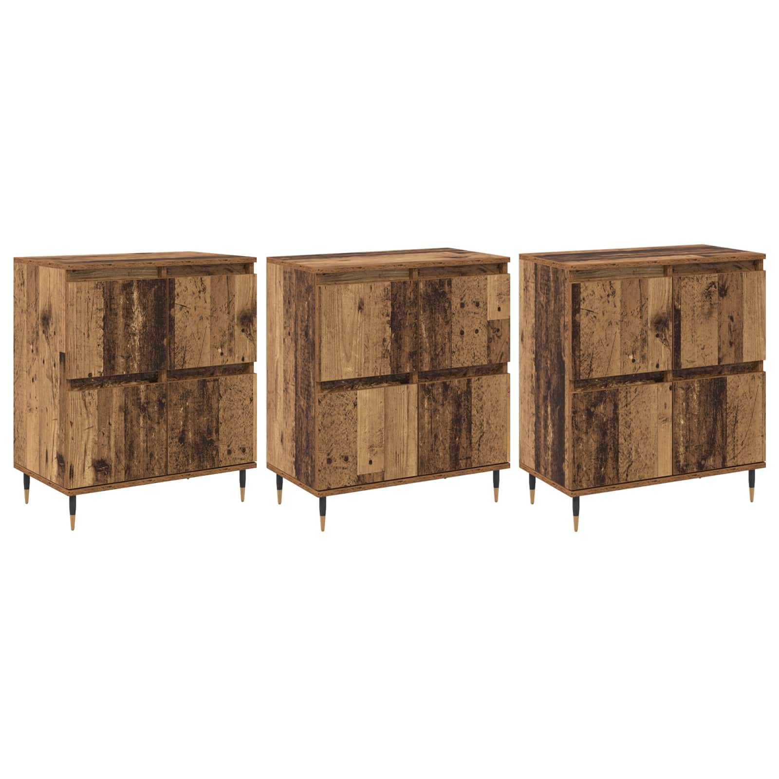 vidaXL Szafka do przechowywania 3 pcs Stare drewno 60 x 35 x 70 cm