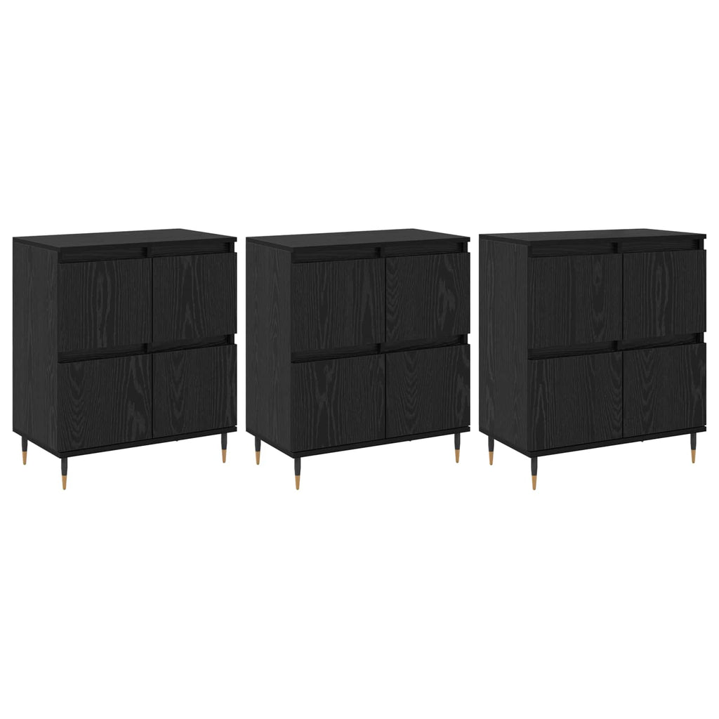 vidaXL Szafka do przechowywania 3 pcs Czarny Dąb 60 x 35 x 70 cm
