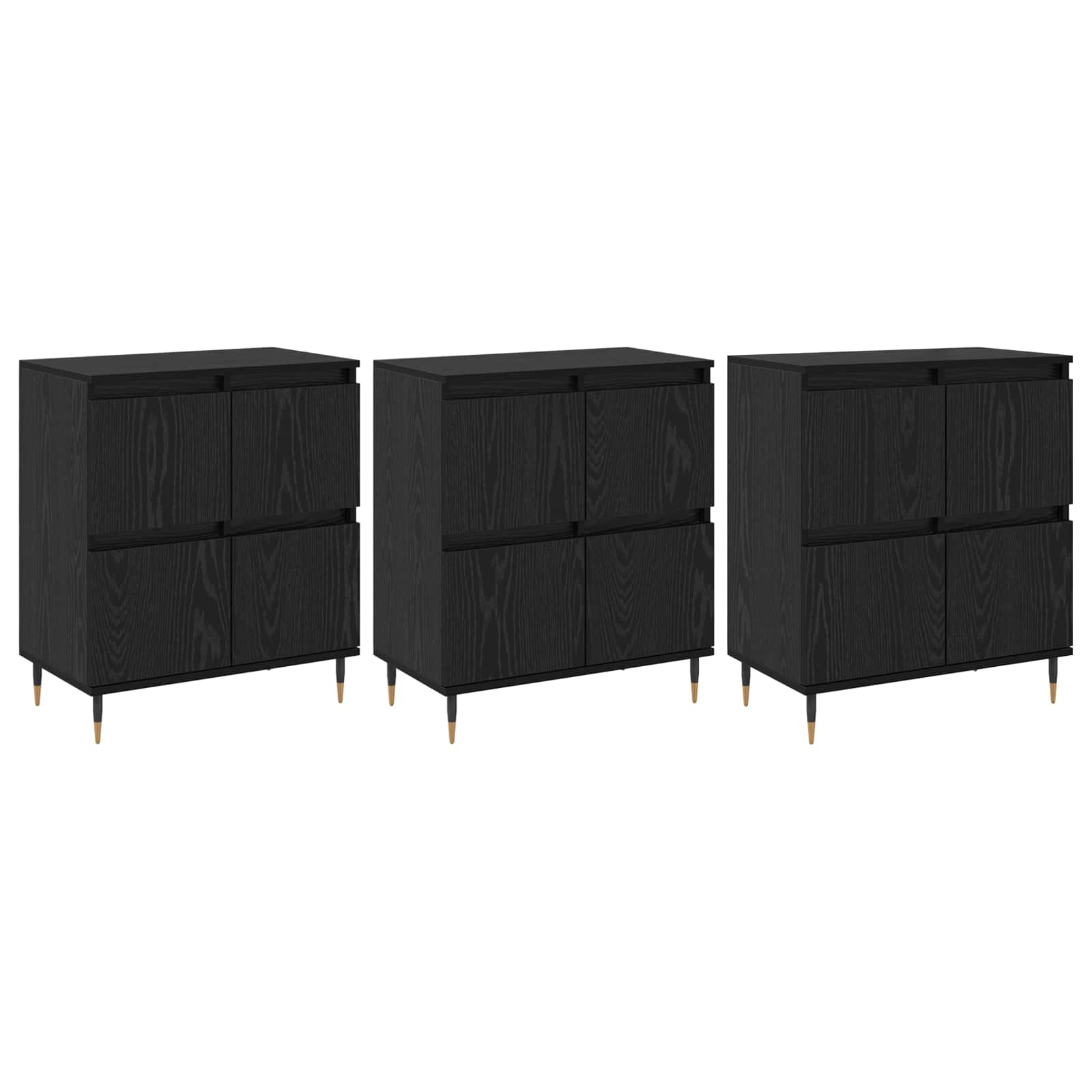 vidaXL Szafka do przechowywania 3 pcs Czarny Dąb 60 x 35 x 70 cm