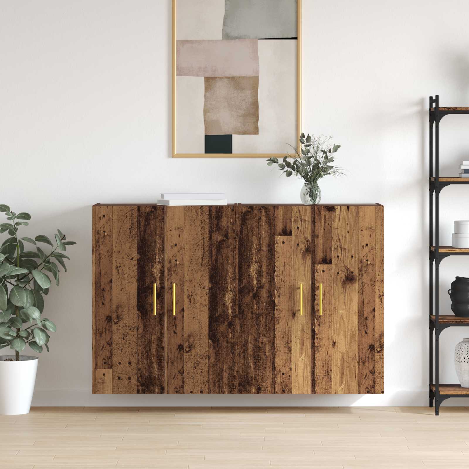vidaXL Szafka ścienna 2 pcs Stare drewno 69,5 x 34 x 90 cm