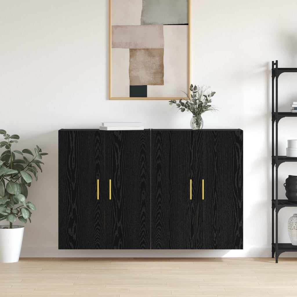 vidaXL Szafka ścienna 2 pcs Czarny Dąb 69,5 x 34 x 90 cm