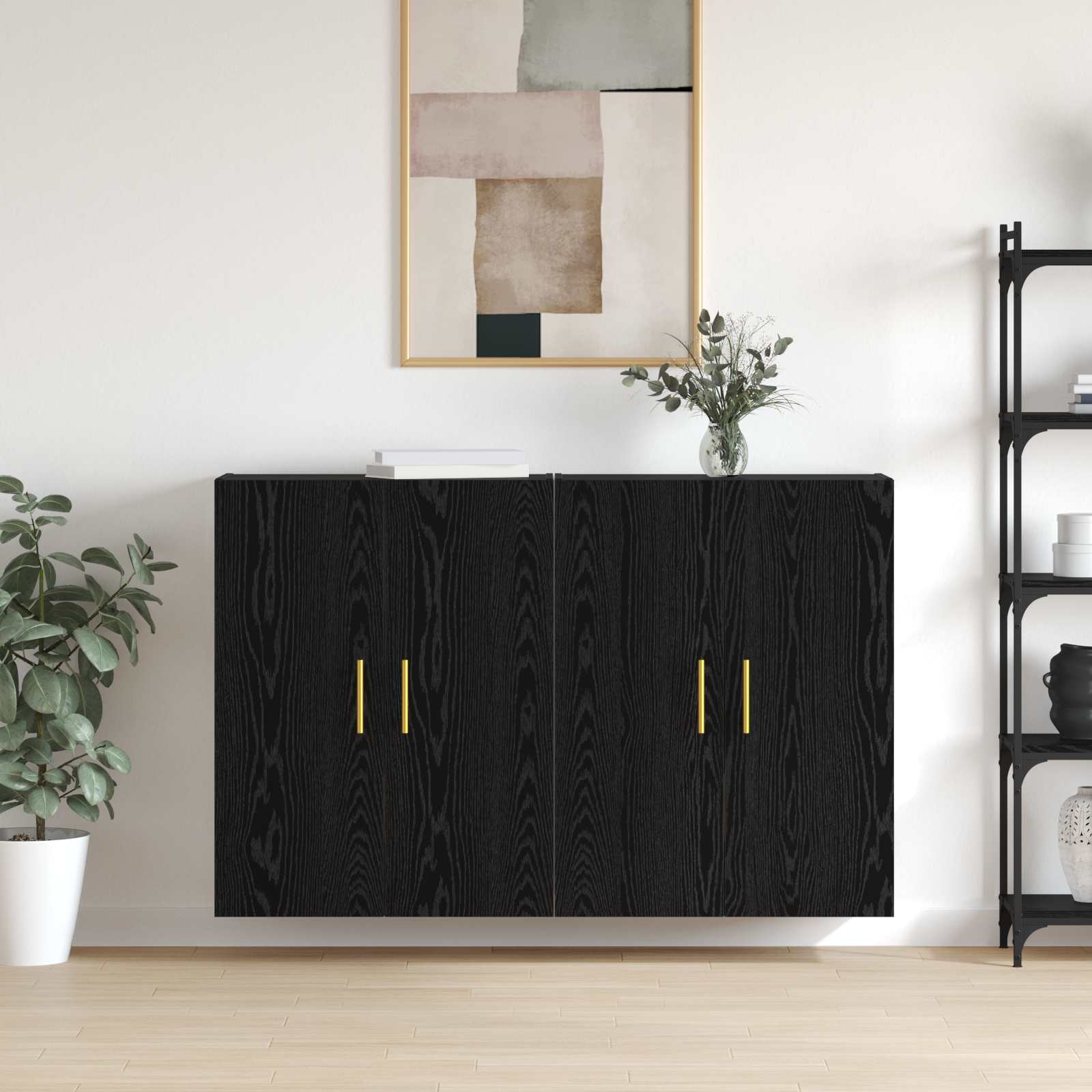 vidaXL Szafka ścienna 2 pcs Czarny Dąb 69,5 x 34 x 90 cm