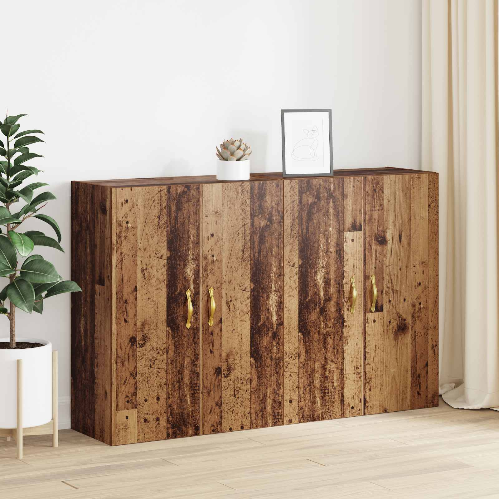 vidaXL Szafka ścienna 2 pcs Stare drewno 69,5 x 34 x 90 cm