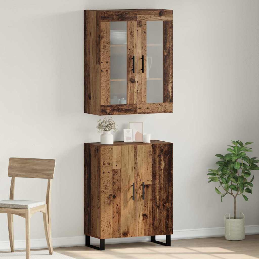 vidaXL Highboard 2 pcs Stare drewno Materiał drewnopochodny
