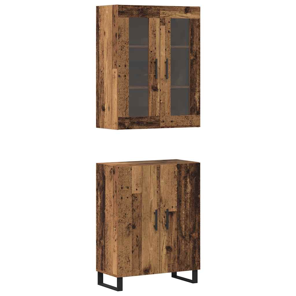 vidaXL Highboard 2 pcs Stare drewno Materiał drewnopochodny