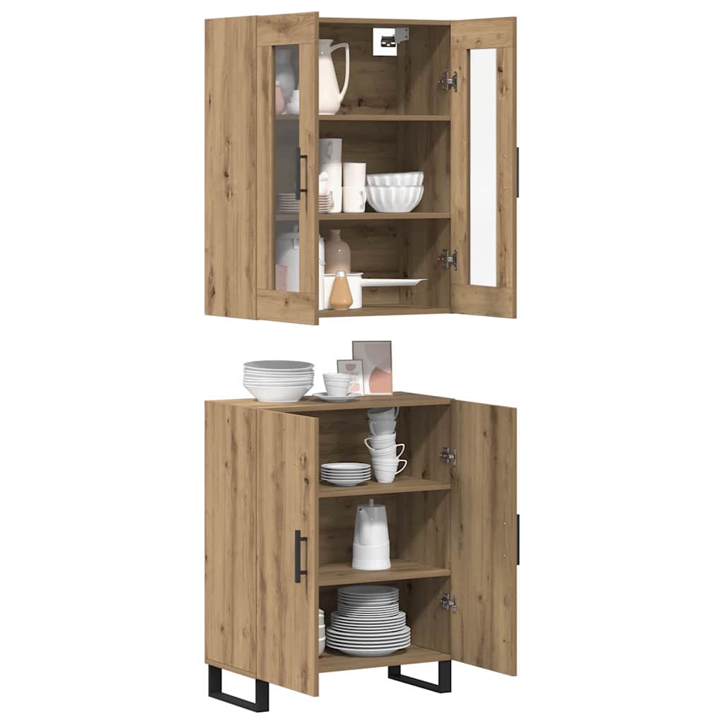 vidaXL Highboard 2 pcs dąb artisan Materiał drewnopochodny
