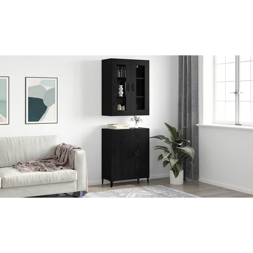 vidaXL Highboard 2 pcs Czarny dąb Materiał drewnopochodny