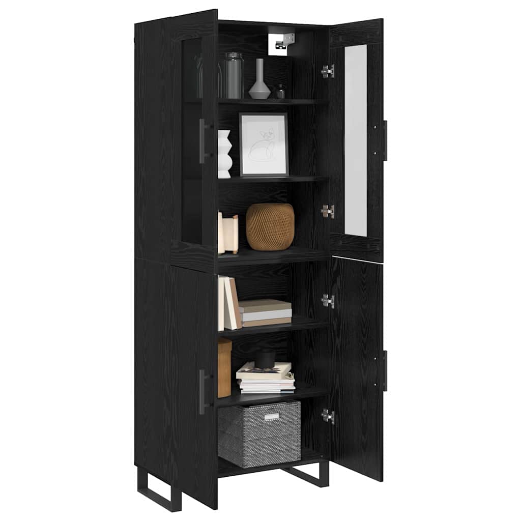 vidaXL Highboard 2 pcs Czarny dąb Materiał drewnopochodny