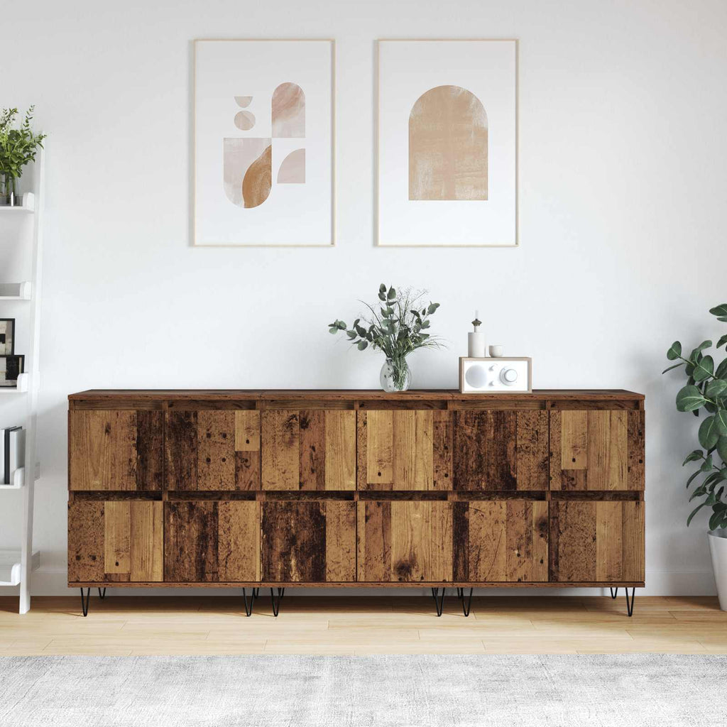 vidaXL Komody 3 pcs Stare drewno