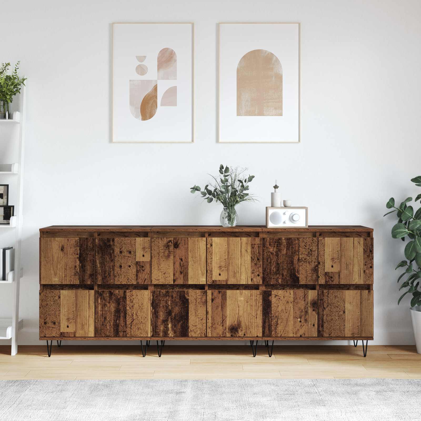 vidaXL Komody 3 pcs Stare drewno