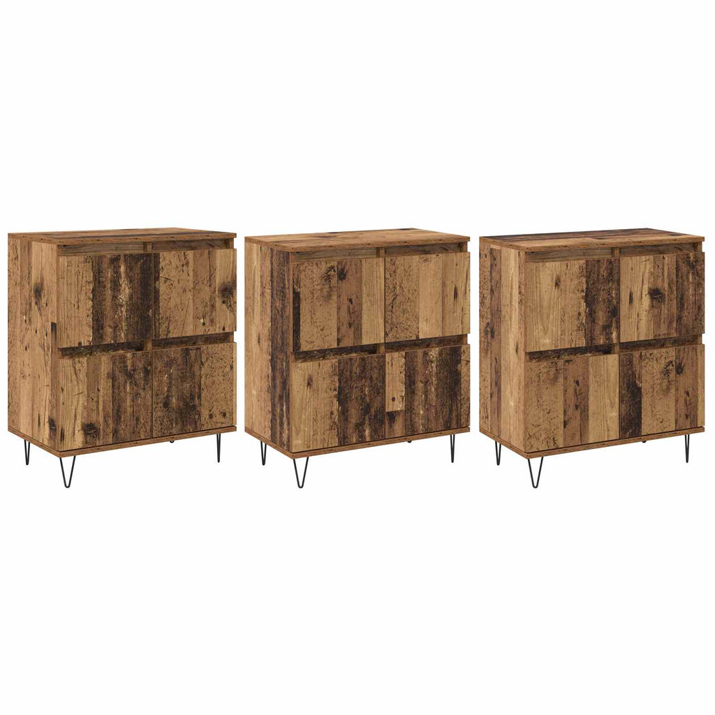 vidaXL Komody 3 pcs Stare drewno