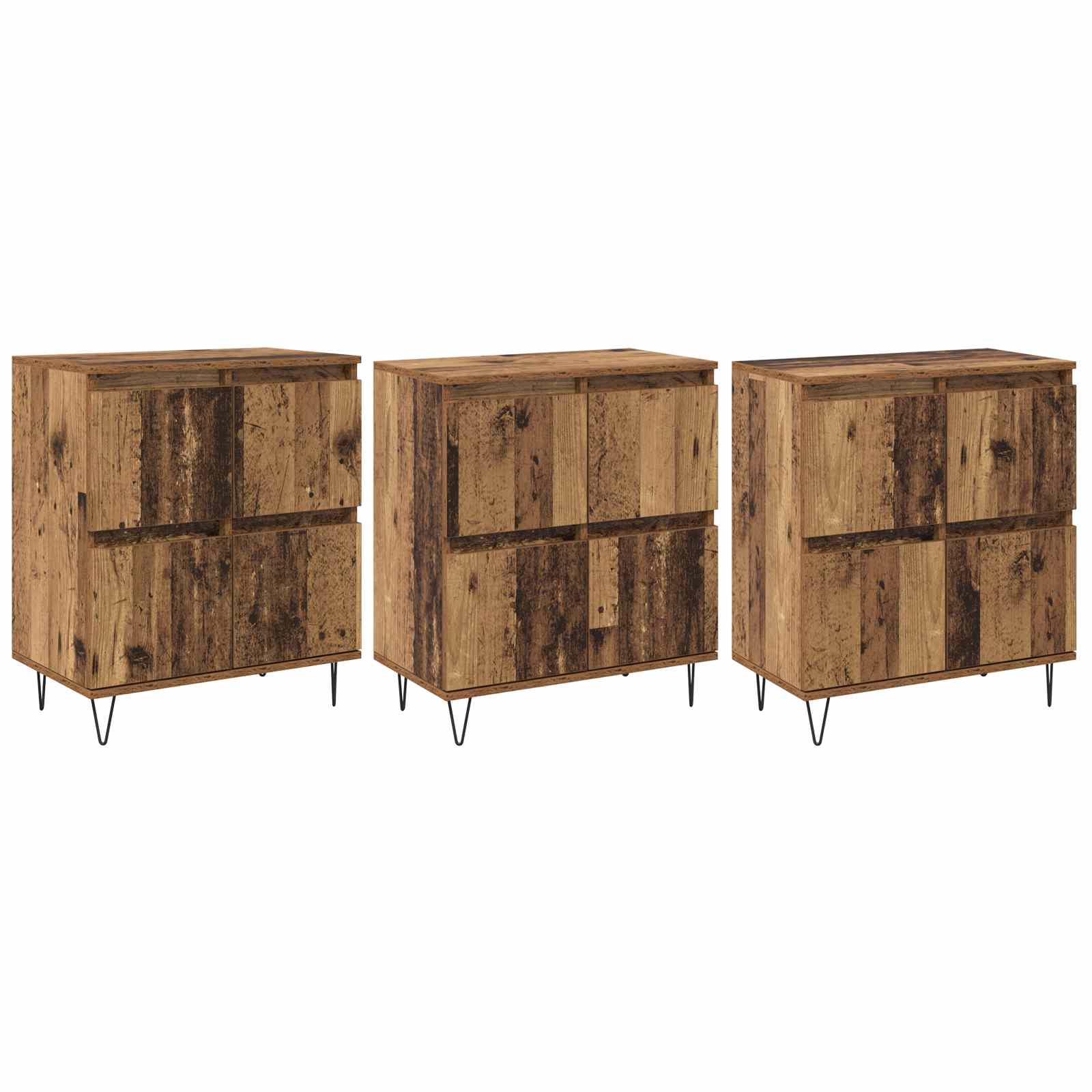 vidaXL Komody 3 pcs Stare drewno