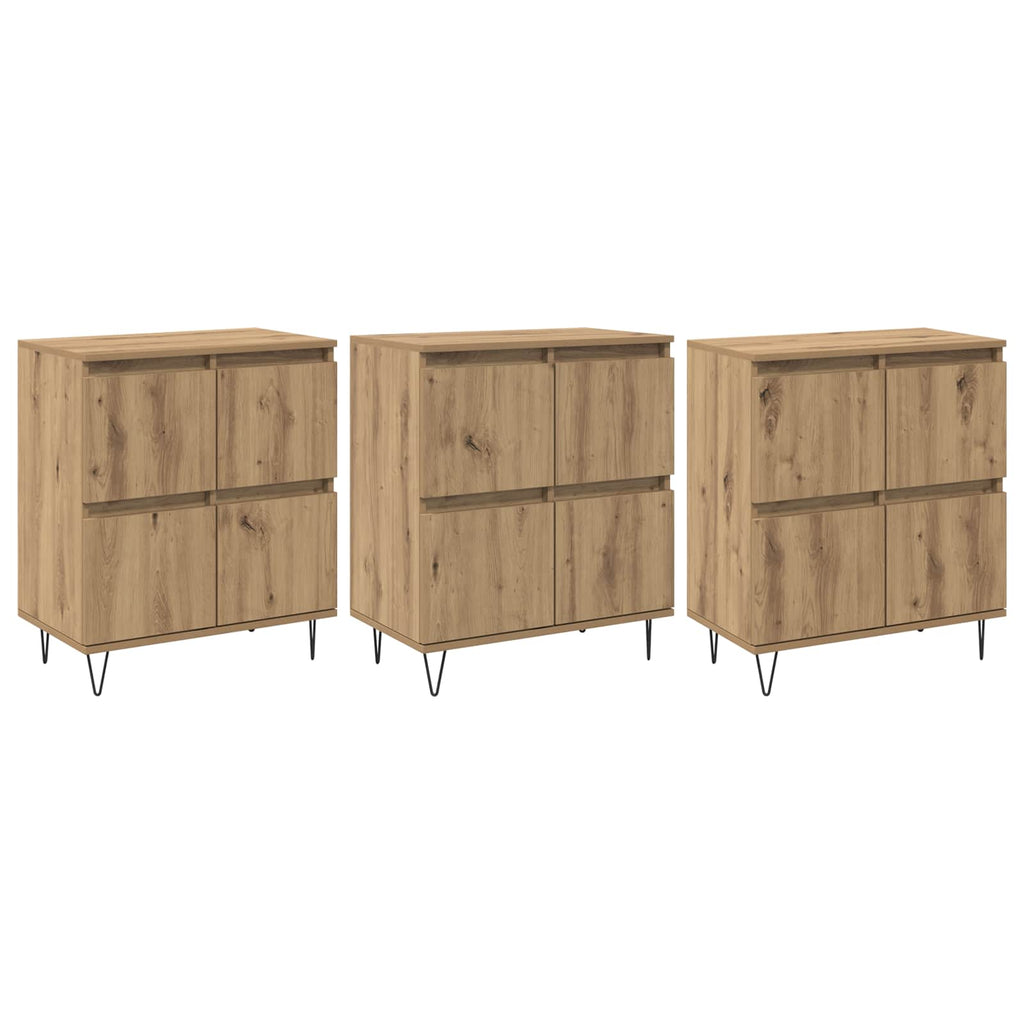 vidaXL Komody 3 pcs Dąb rzemieślniczy