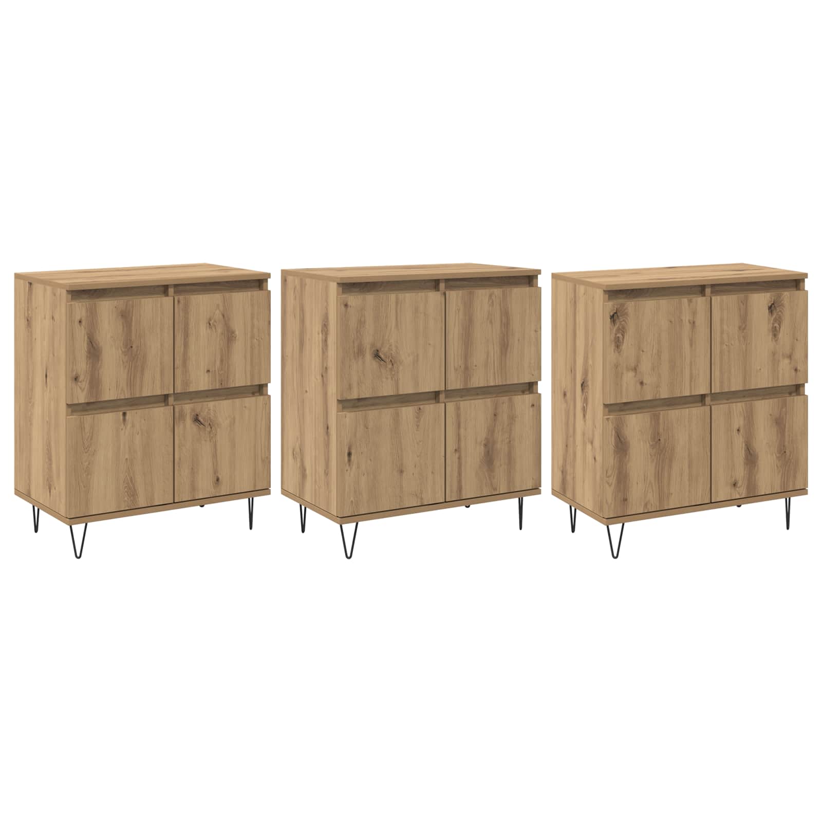 vidaXL Komody 3 pcs Dąb rzemieślniczy