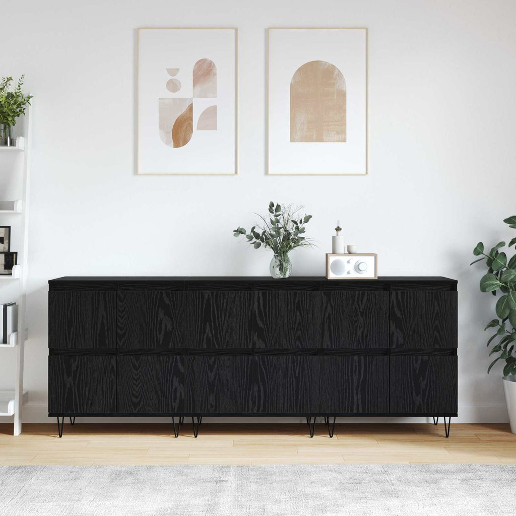 vidaXL Komody 3 pcs Czarny Dąb