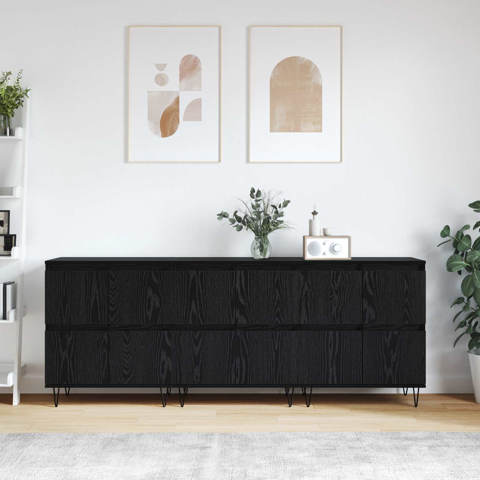 vidaXL Komody 3 pcs Czarny Dąb