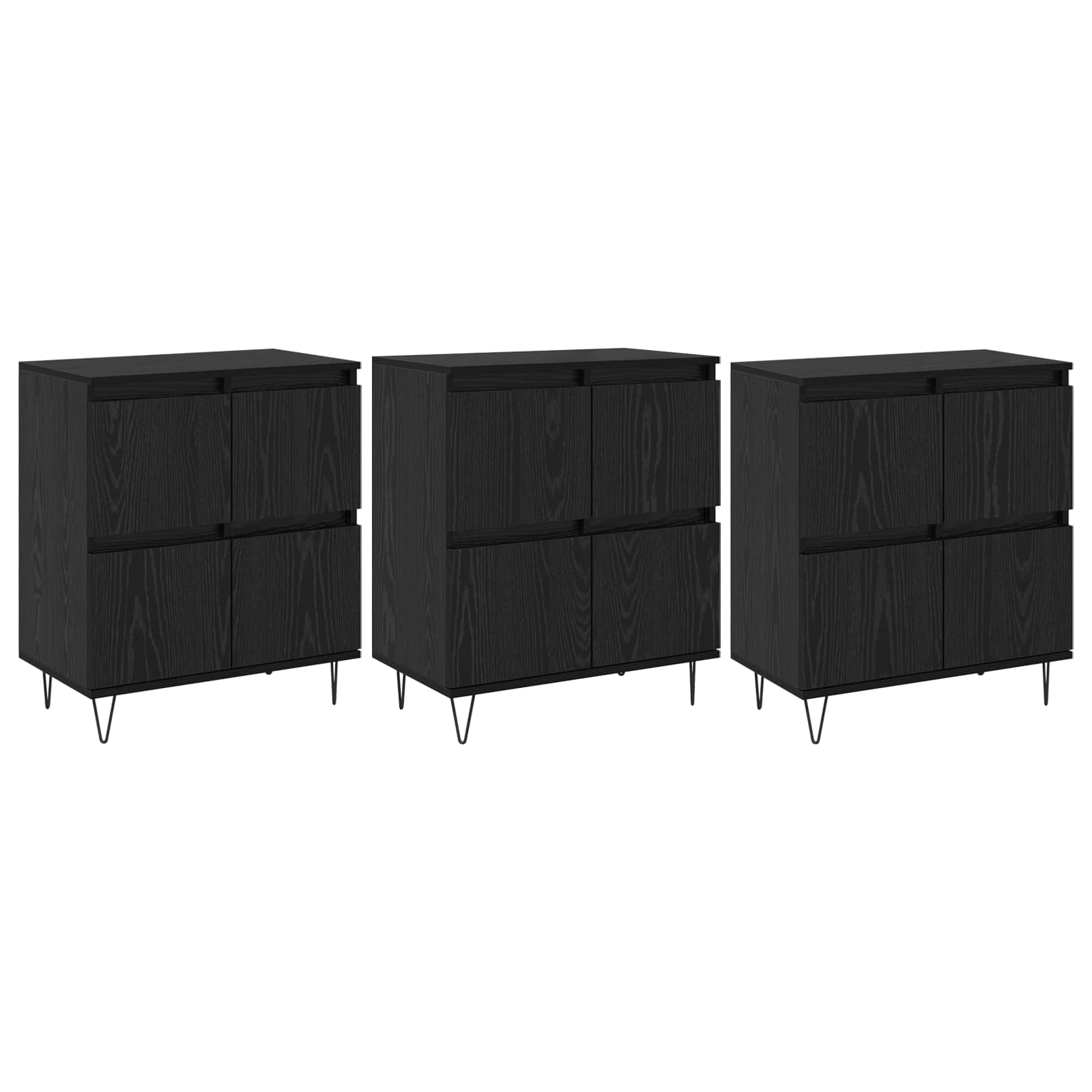 vidaXL Komody 3 pcs Czarny Dąb